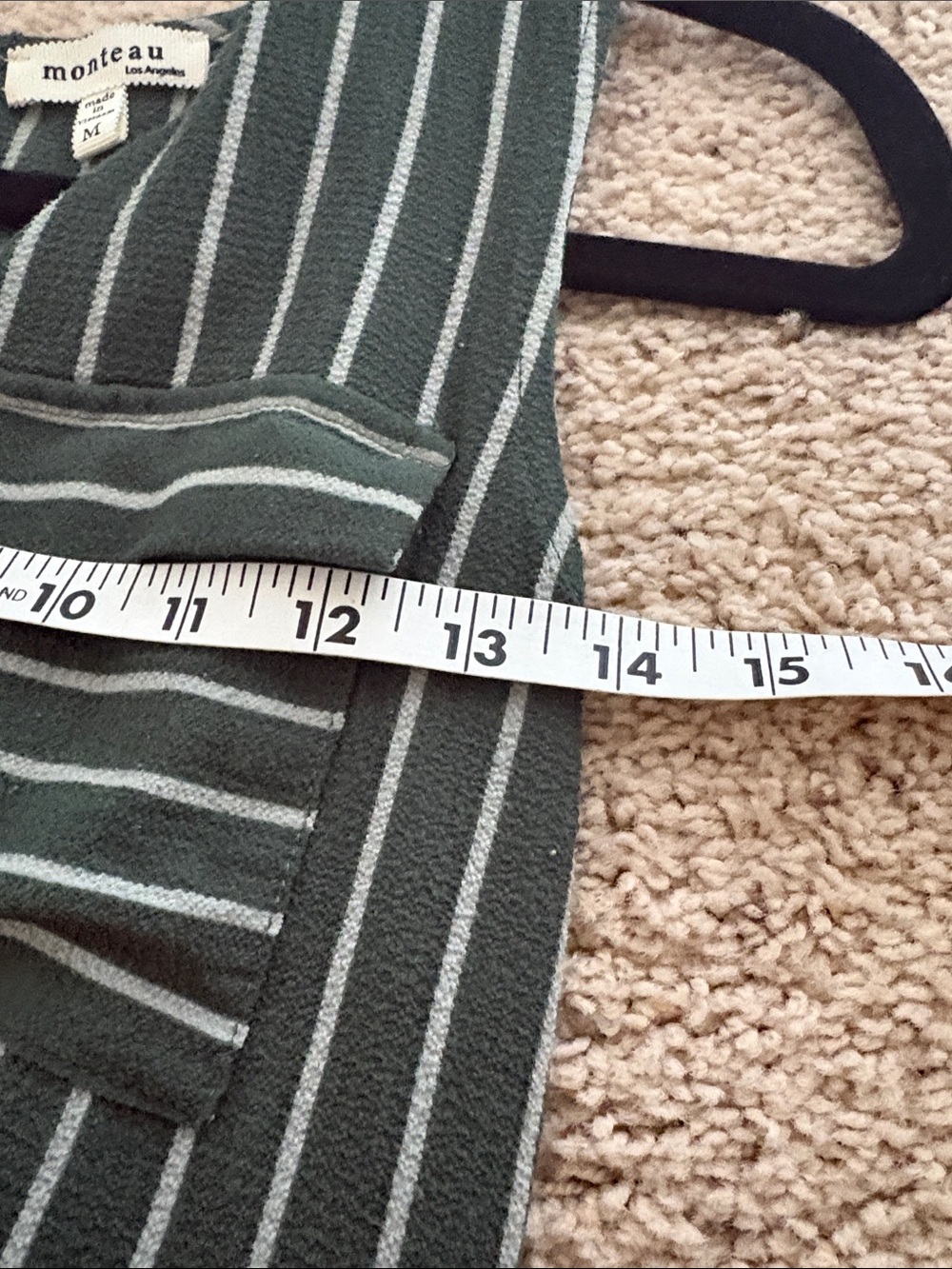 Monteau Olive Green Striped Sleeveless Jumpsuit Monteau Olive Green size Medium - Picture 6 of 7